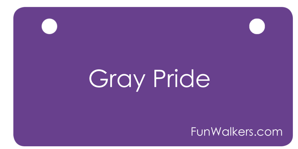 Gray Pride - Funwalkers License Plate for Walkers, Rollators & Scooters